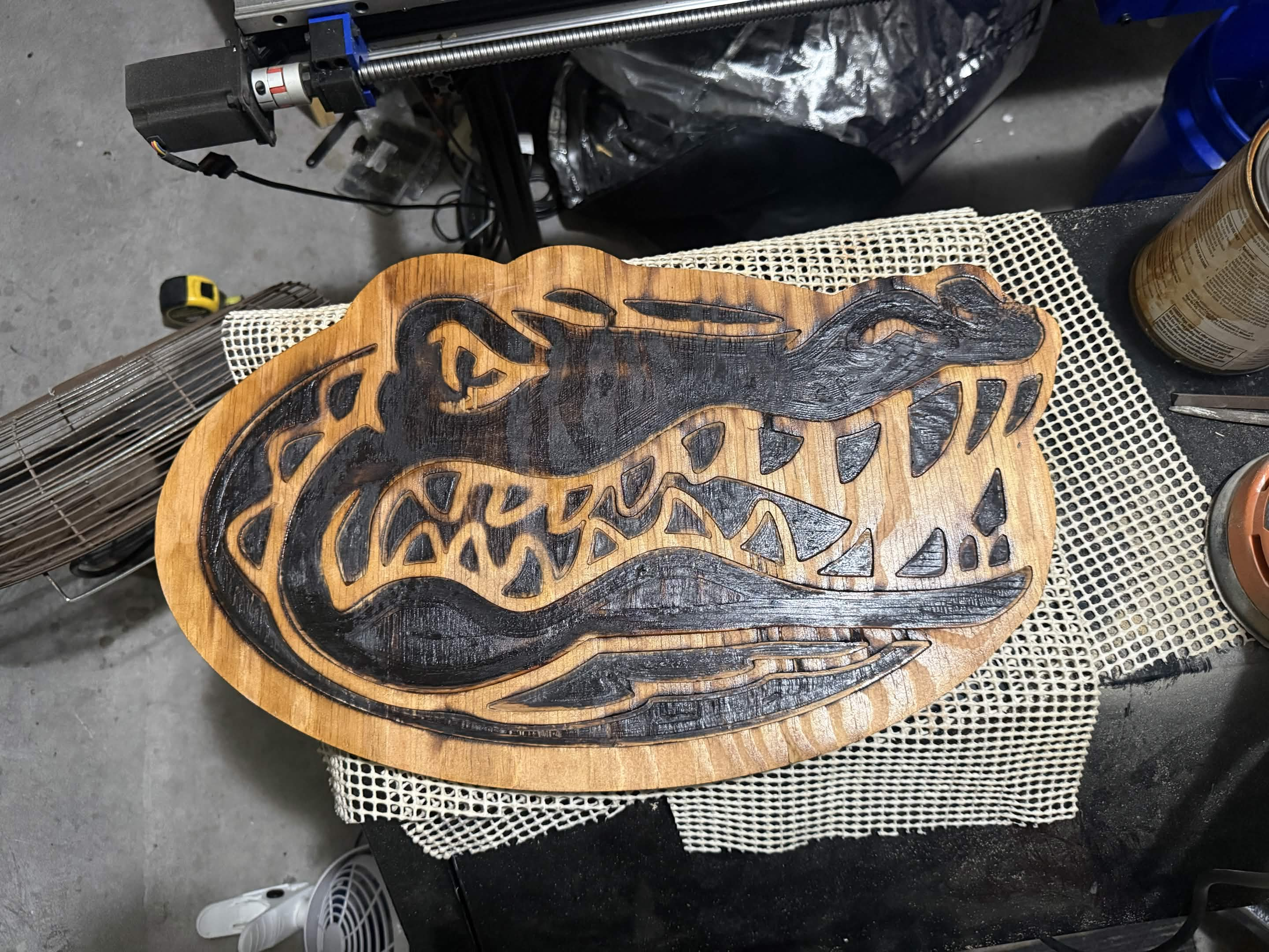 Custom routed wooden alligator sign made by Marsh Machining
